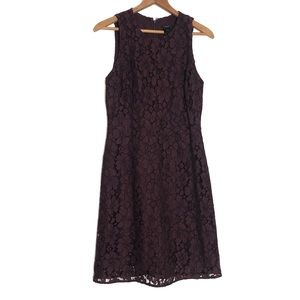 Ann Taylor Lace Shift Dress Sleeveless Wine Size 2